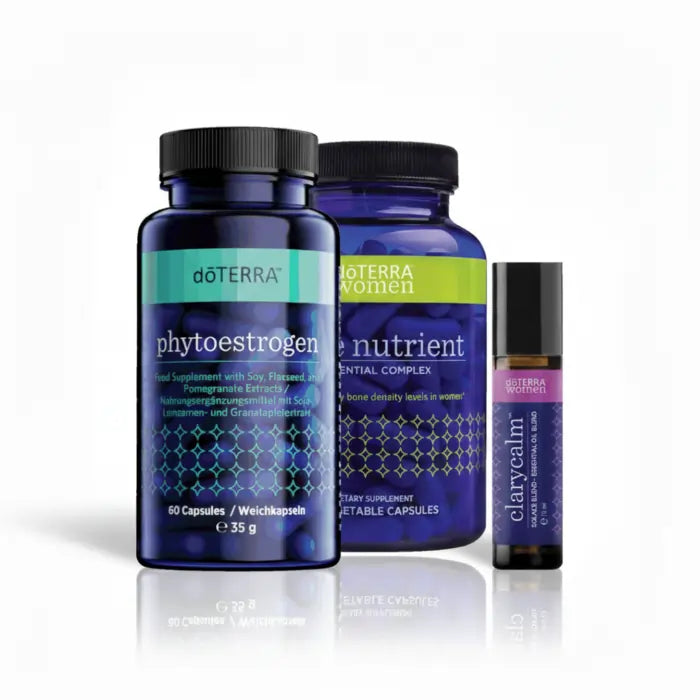 Kit salud de la mujer en fondo blanco