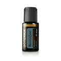 Botella de 15 ml de la mezcla de aceites esenciales dōTERRA RevitaZen™ con etiqueta verde, sobre fondo blanco puro.