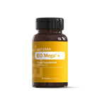 Bote amarillo de EO Mega™+ dōTERRA Softgels (cápsulas blandas) con ácidos grasos Omega-3 y aceites esenciales, diseño profesional sobre fondo blanco.