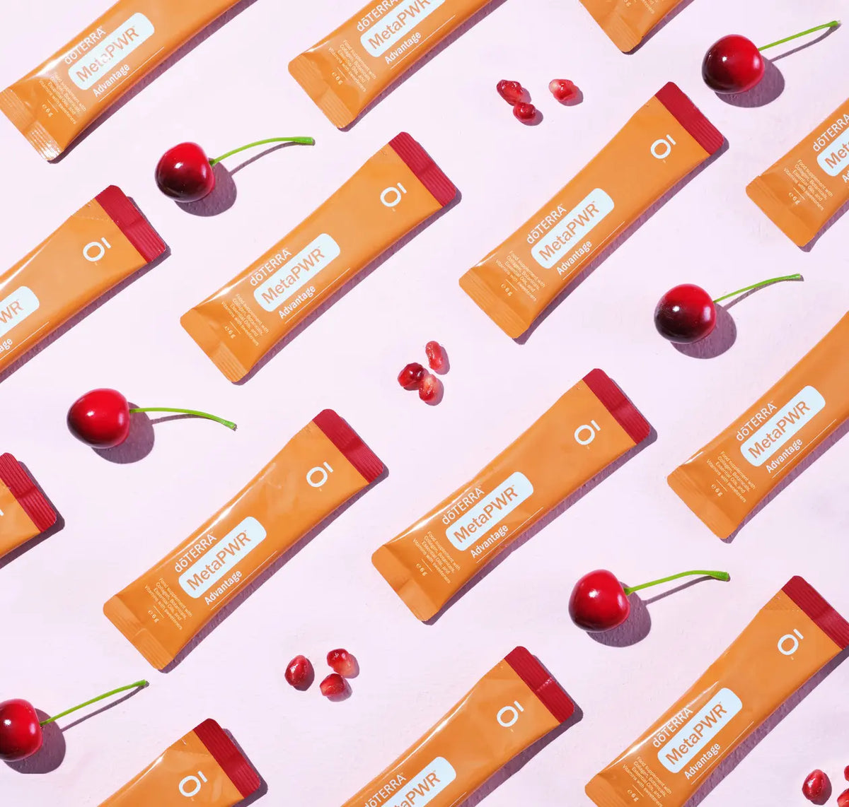 MetaPWR™ Advantage dōTERRA sabor cereza y granada — sobres en estudio